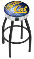 Black Wrinkle Cal Swivel Bar Stool with Chrome Ribbed P5353