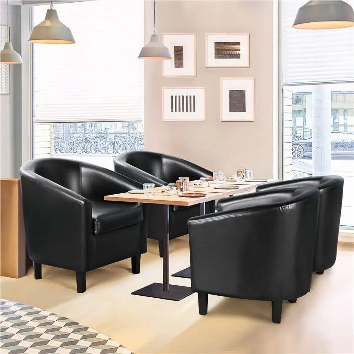 Black Faux Leather Accent Arm Chair J31578