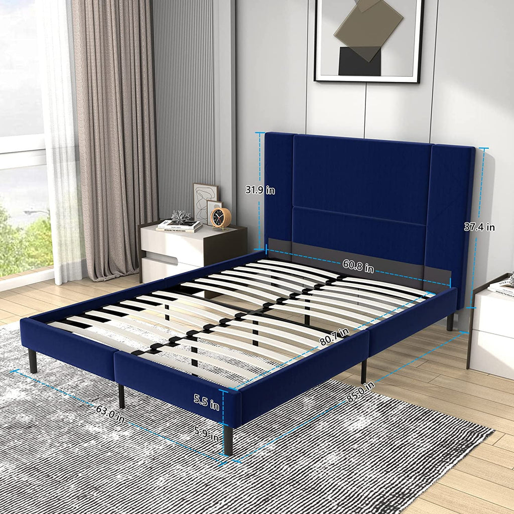Queen Velvet Upholstered Bed Frame J78521