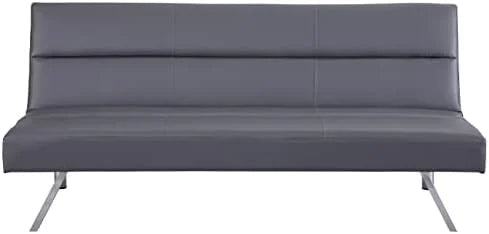 Faux Leather Convertible Futon Sofa Bed with Chrome Legs Q9845