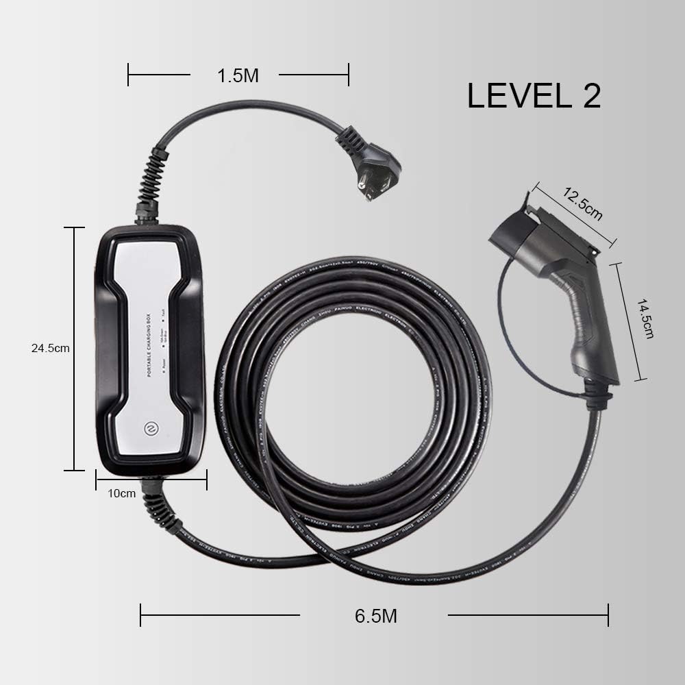 16A Portable EV Charger with NEMA 6-20P Adapter, 100V-240V, SAE J1772 Plug 8m N63141