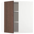 Corner Wall Cabinet with Shelves, white/Sinarp Brown, 26x15x30 F7556