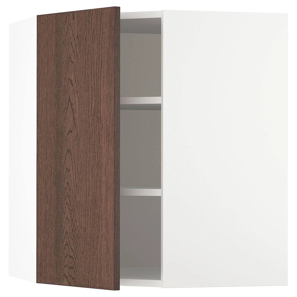 Corner Wall Cabinet with Shelves, white/Sinarp Brown, 26x15x30 F7556